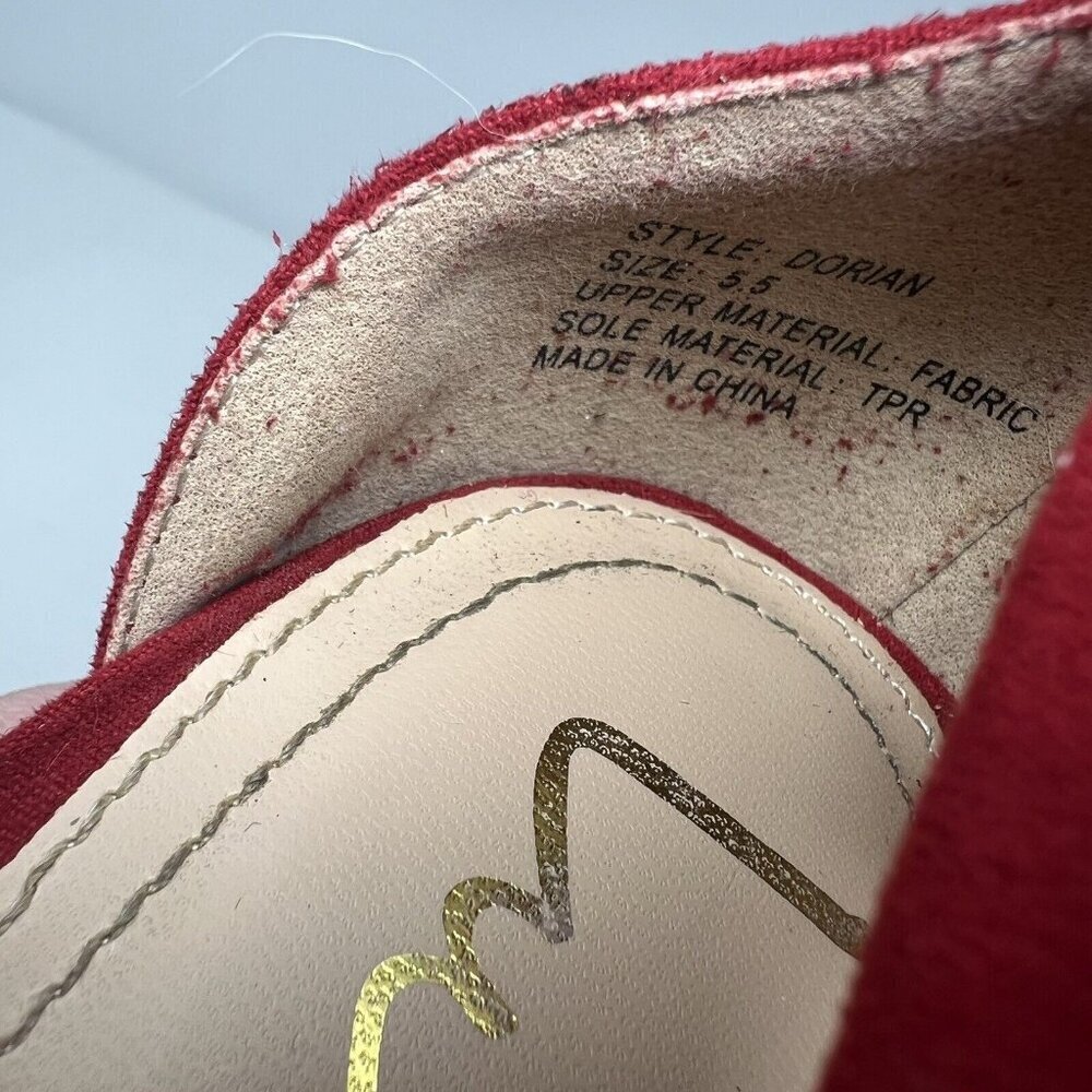 Lulus Size 5.5 Dorian Red Suede Lace-Up Balletcore Valentine’s Day - Picture 10 of 10